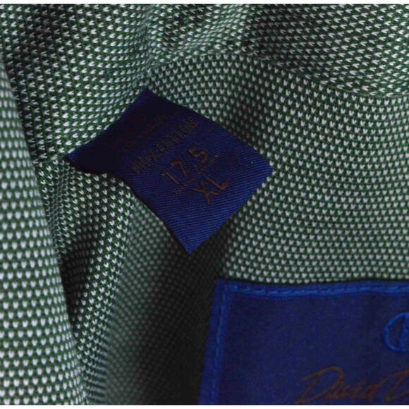 David Donahue Mens Shirt Fusion 17.5 XL Green 100% Cotton - Picture 8 of 9